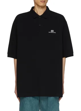 -----------BALENCIAGA  ---- ------------ ----Oversized BB Logo Cotton Polo --