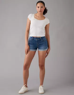 AE Next Level Curvy High-Waisted Crossover Denim Short Short-