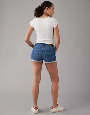 AE Next Level Curvy High-Waisted Crossover Denim Short Short-