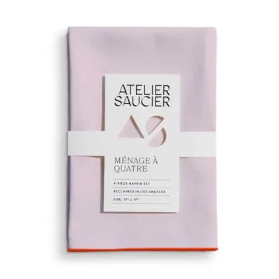 Atelier Saucier Blush & Orange Linen Napkins, Set of 4