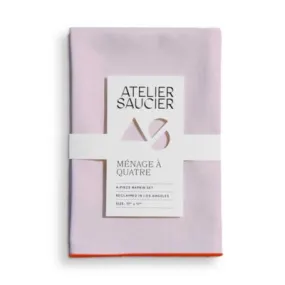 Atelier Saucier Blush & Orange Linen Napkins, Set of 4