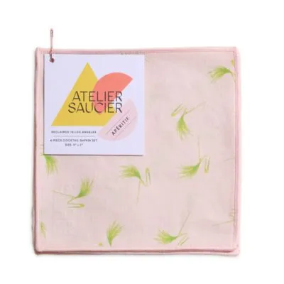 Atelier Saucier Flamingo Pin Cocktail Napkins, Set of 4