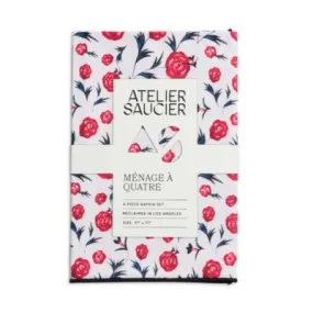 Atelier Saucier Rose Rouge Napkins, Set of 4