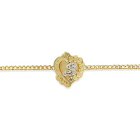 Better Jewelry Initial Heart 14K Gold Double Plate Bracelet