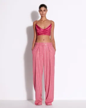 Bikini Cowl Drape Crop Top in Satin Crepe