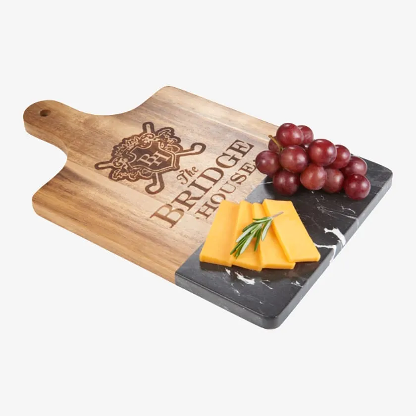 Black Marble and Wood Cutting Board