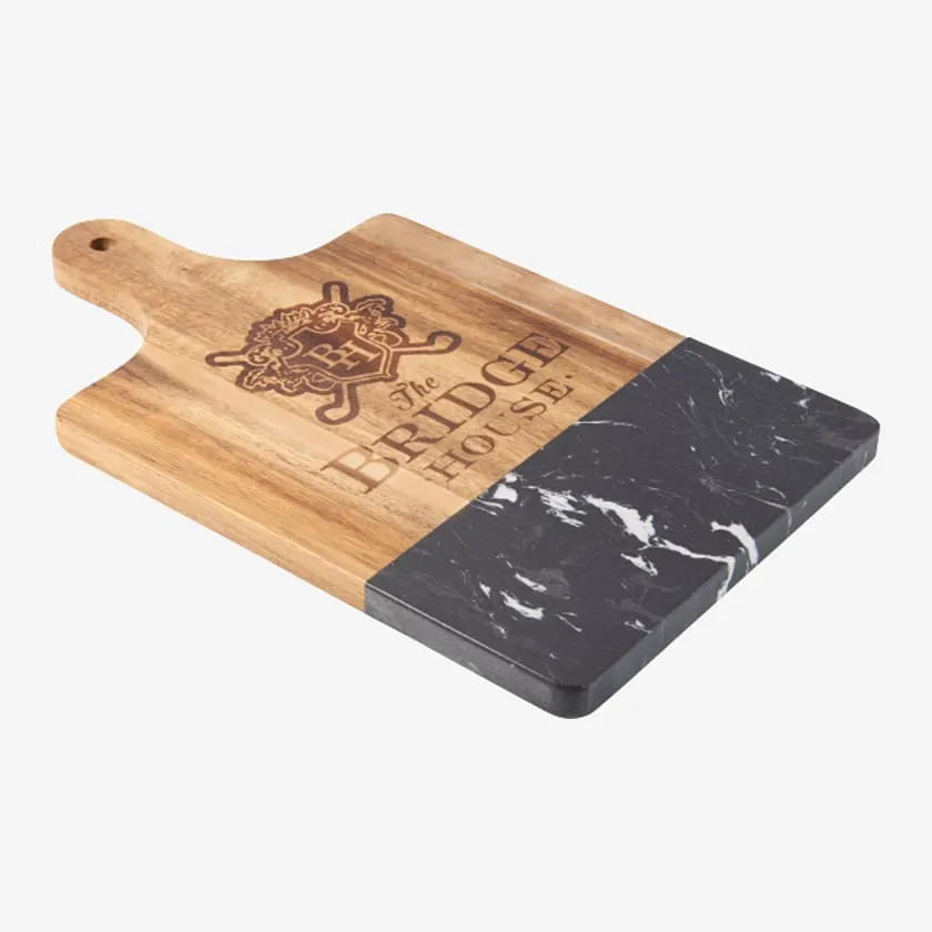 Black Marble and Wood Cutting Board