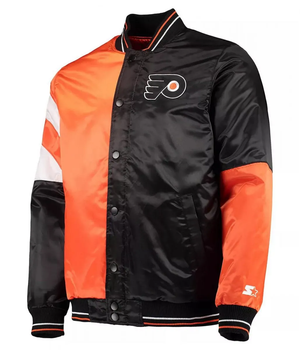 Black/Orange Philadelphia Flyers Leader Full-Snap Varsity Satin Jacket