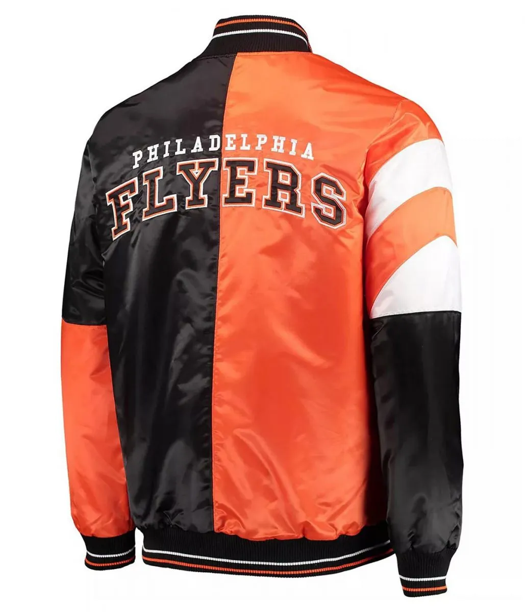 Black/Orange Philadelphia Flyers Leader Full-Snap Varsity Satin Jacket