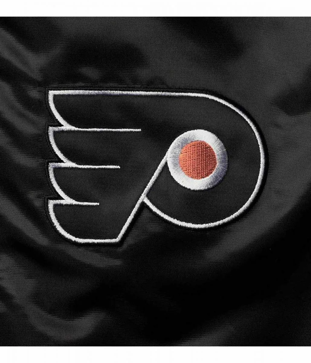 Black/Orange Philadelphia Flyers Leader Full-Snap Varsity Satin Jacket