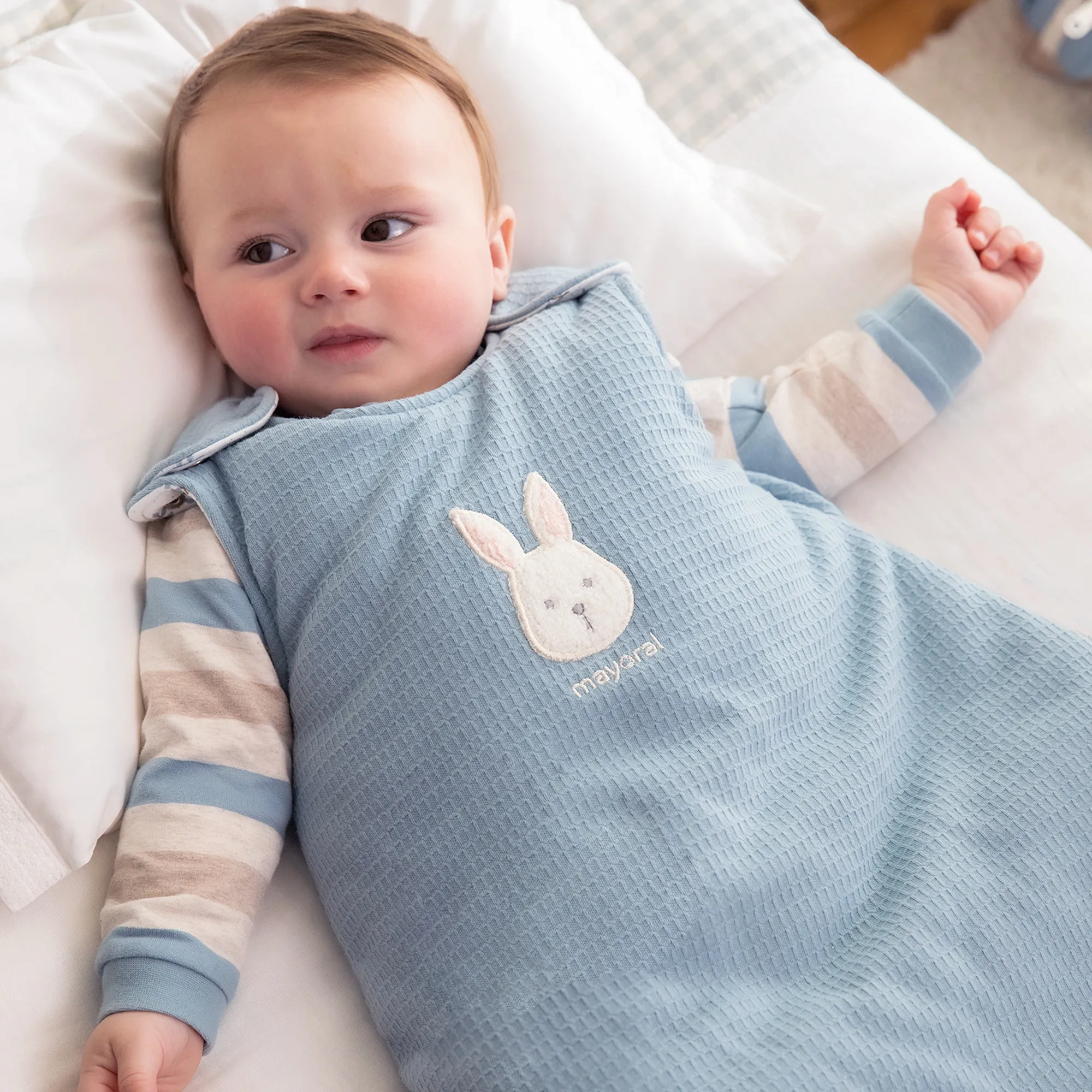 Blue Cotton Bunny Sleeping Bag (73cm)