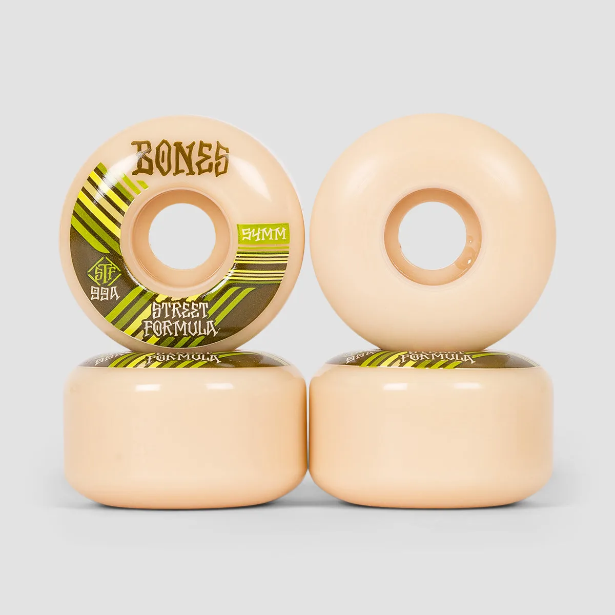 Bones Retros V4 Wide 99A STF Skateboard Wheels White 54mm