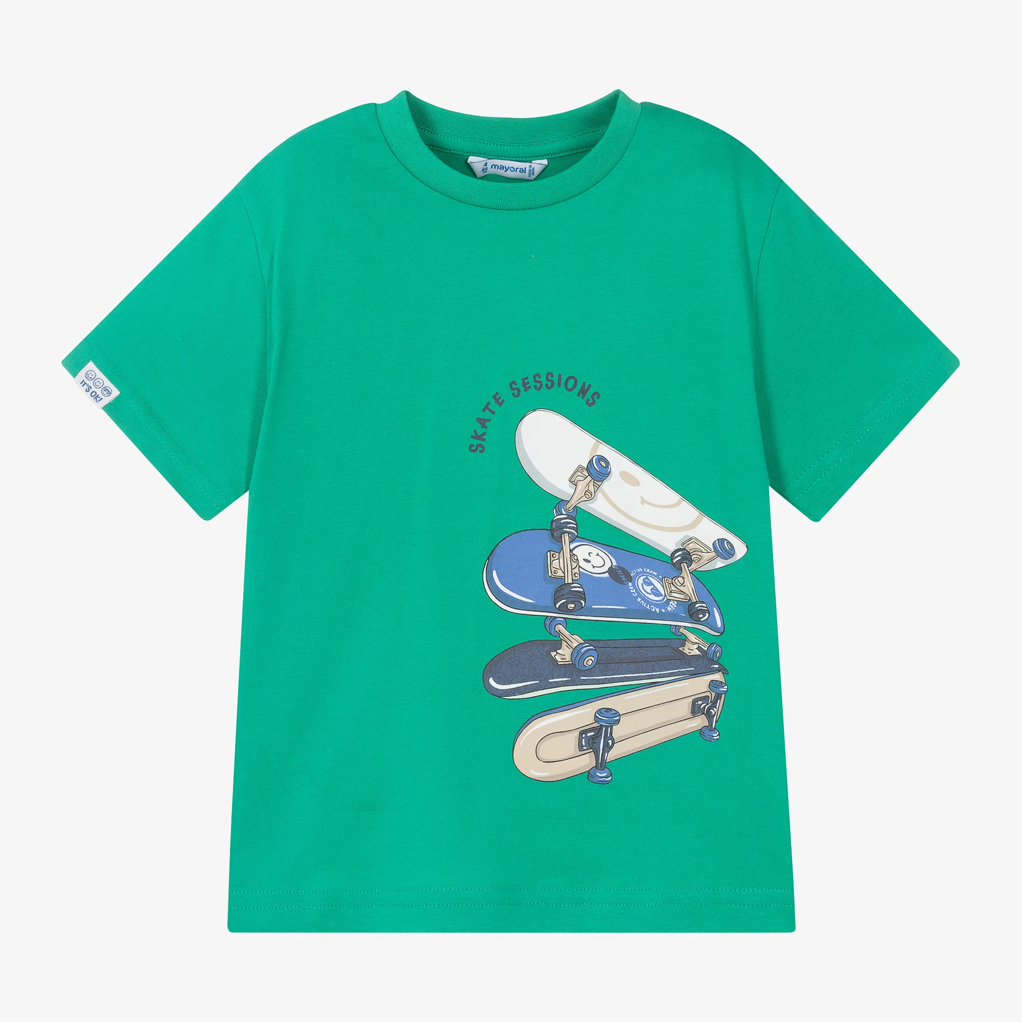 Boys Green Skateboard Graphic T-Shirt