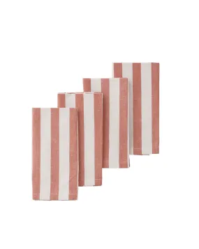 Bungalow Rimini Stripe set of 4 Napkins - Coral