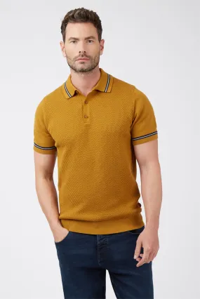 Caramel Henton Textured Knitted Polo Shirt