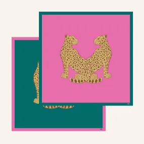 Cheetah Tango (Raspberry & Teal) Reversible Placemats, Set of 12