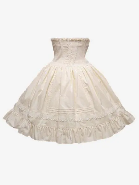 Classic Lolita Skirt SK Cotton Ruffles Two Tone High Rise Lolita Skirt