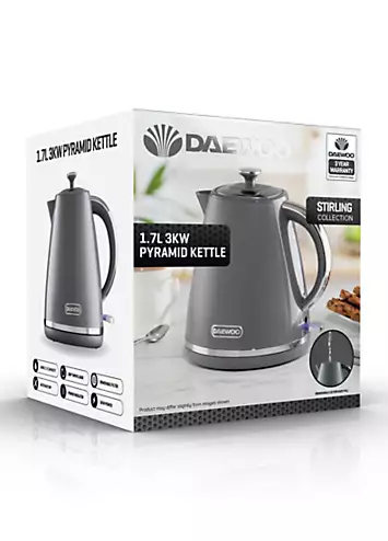 Daewoo Stirling 1.7L 3Kw Pyramid Kettle - Grey | Kaleidoscope