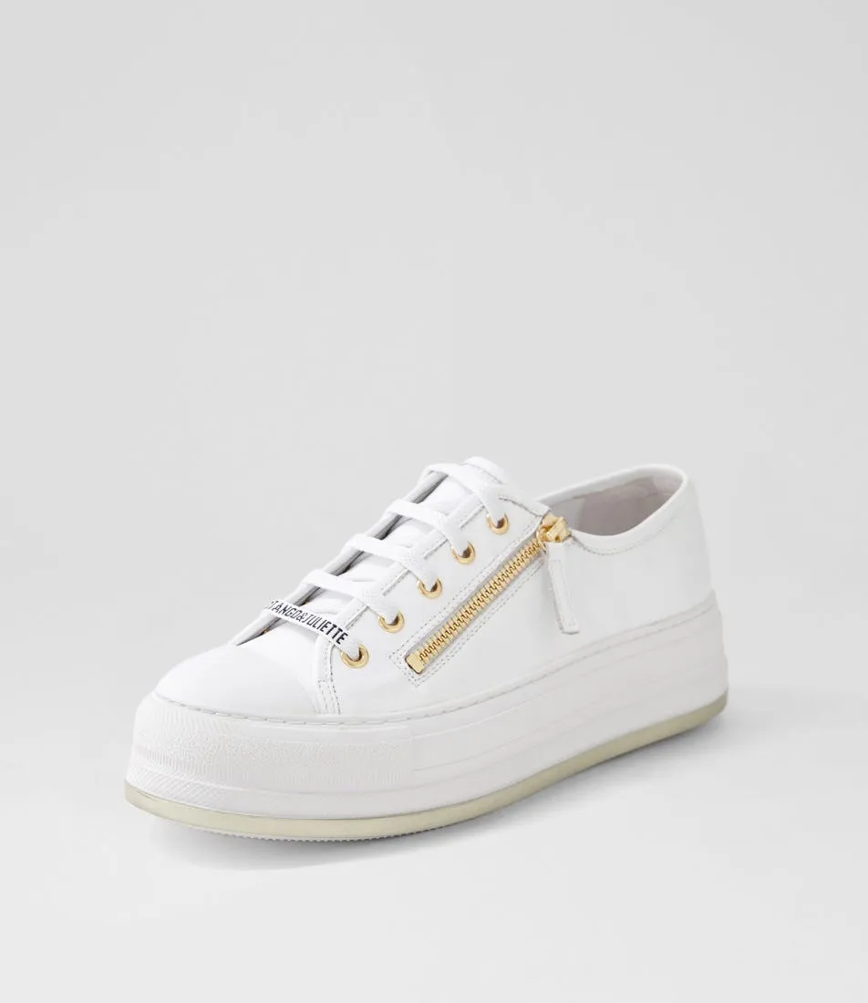 DJANGO & JULIETTE Giza White Leather Sneakers