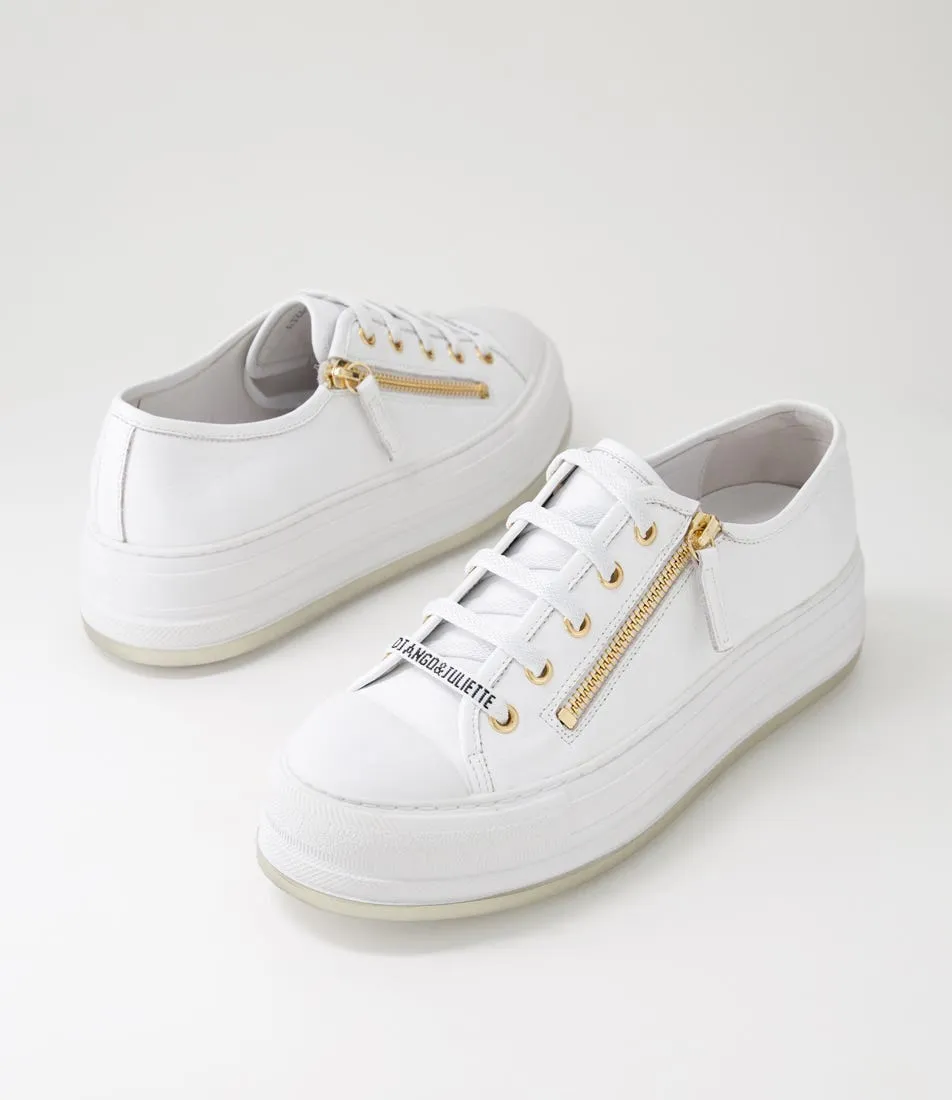 DJANGO & JULIETTE Giza White Leather Sneakers