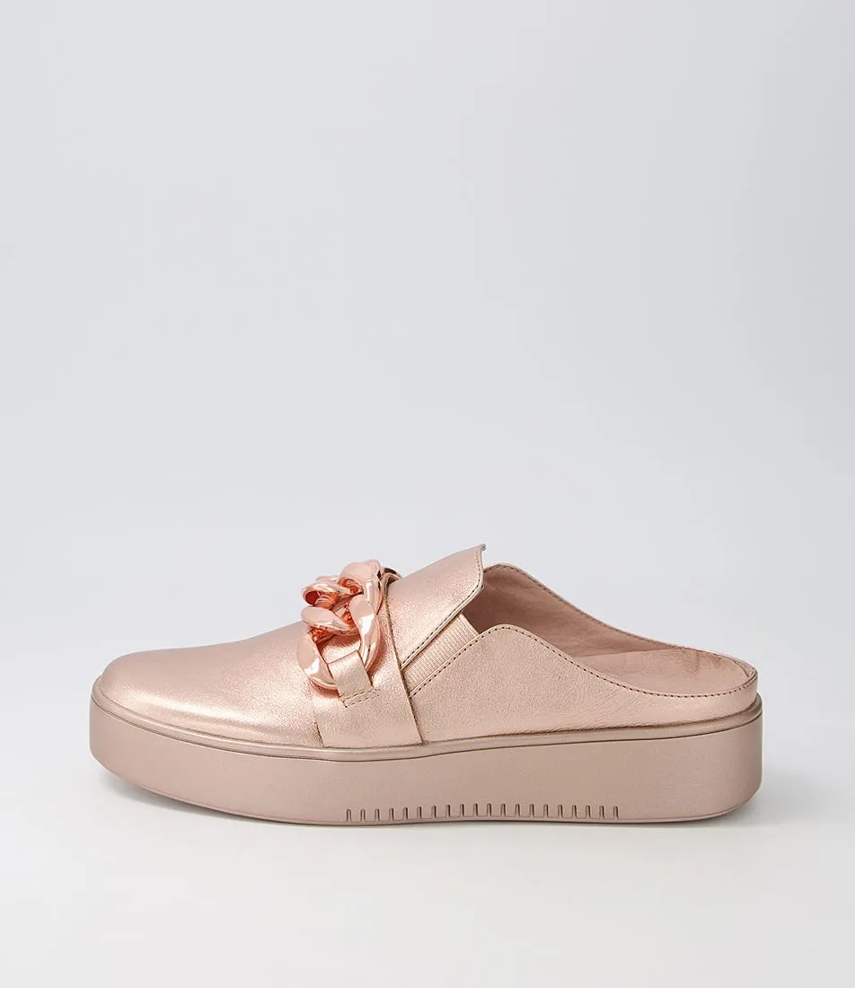 DJANGO & JULIETTE Loyde Pale Rose Gold Leather Sneakers