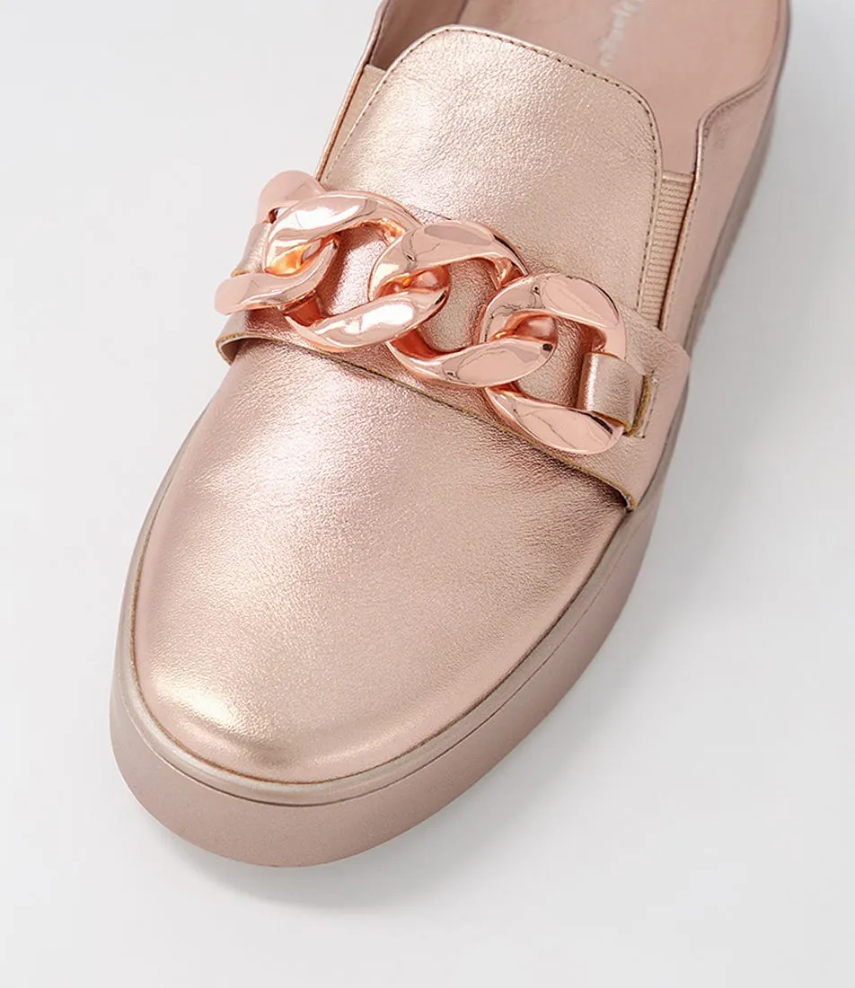 DJANGO & JULIETTE Loyde Pale Rose Gold Leather Sneakers