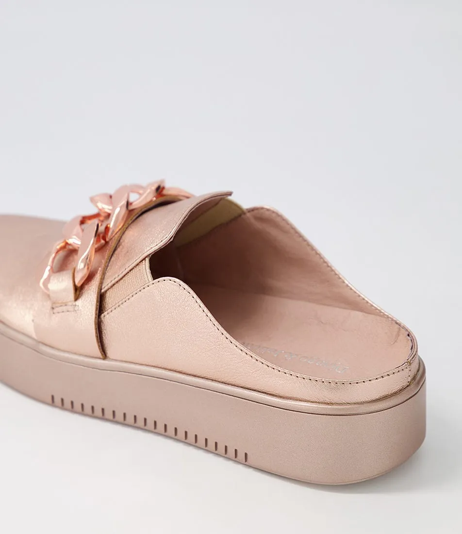 DJANGO & JULIETTE Loyde Pale Rose Gold Leather Sneakers