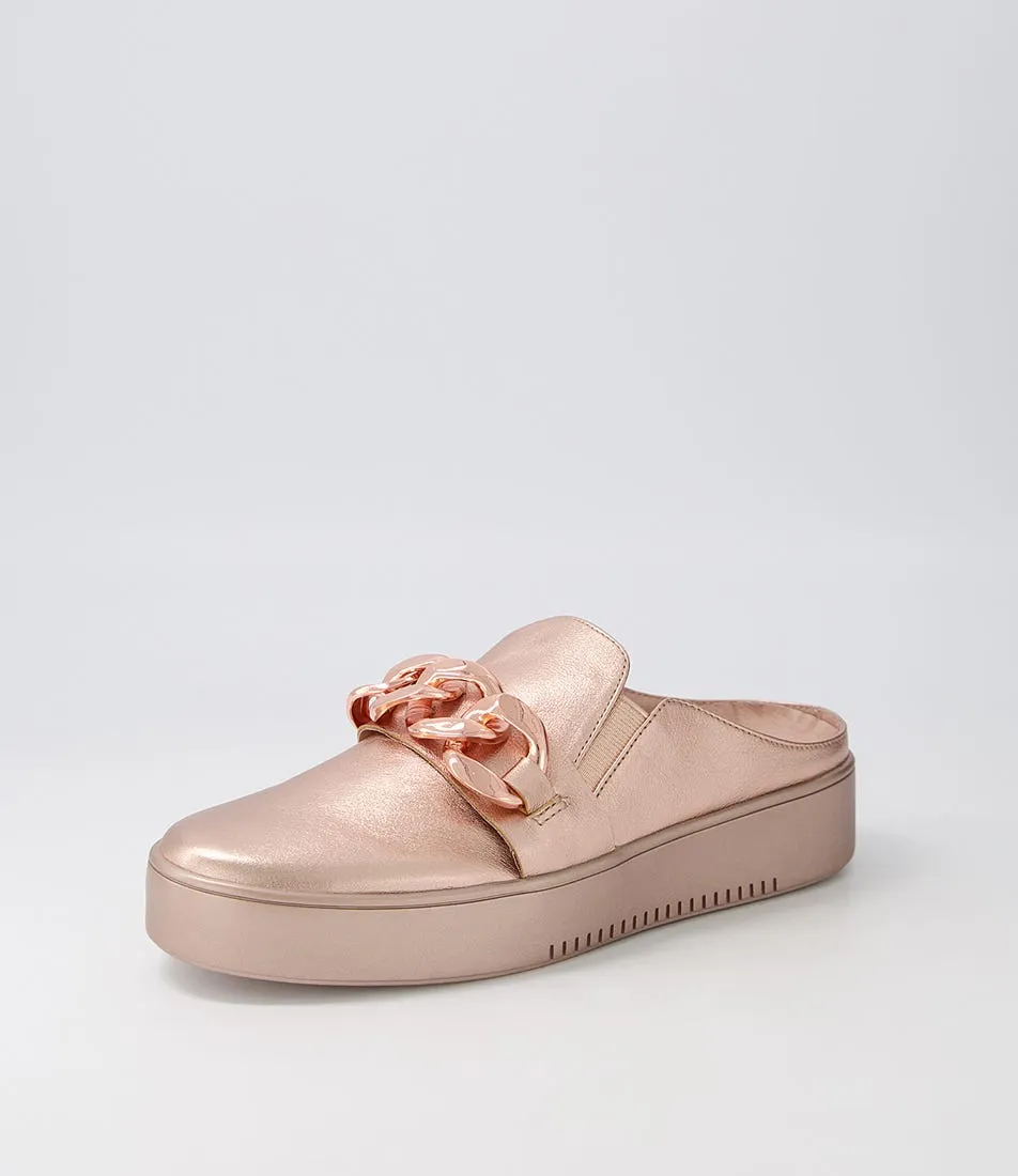 DJANGO & JULIETTE Loyde Pale Rose Gold Leather Sneakers