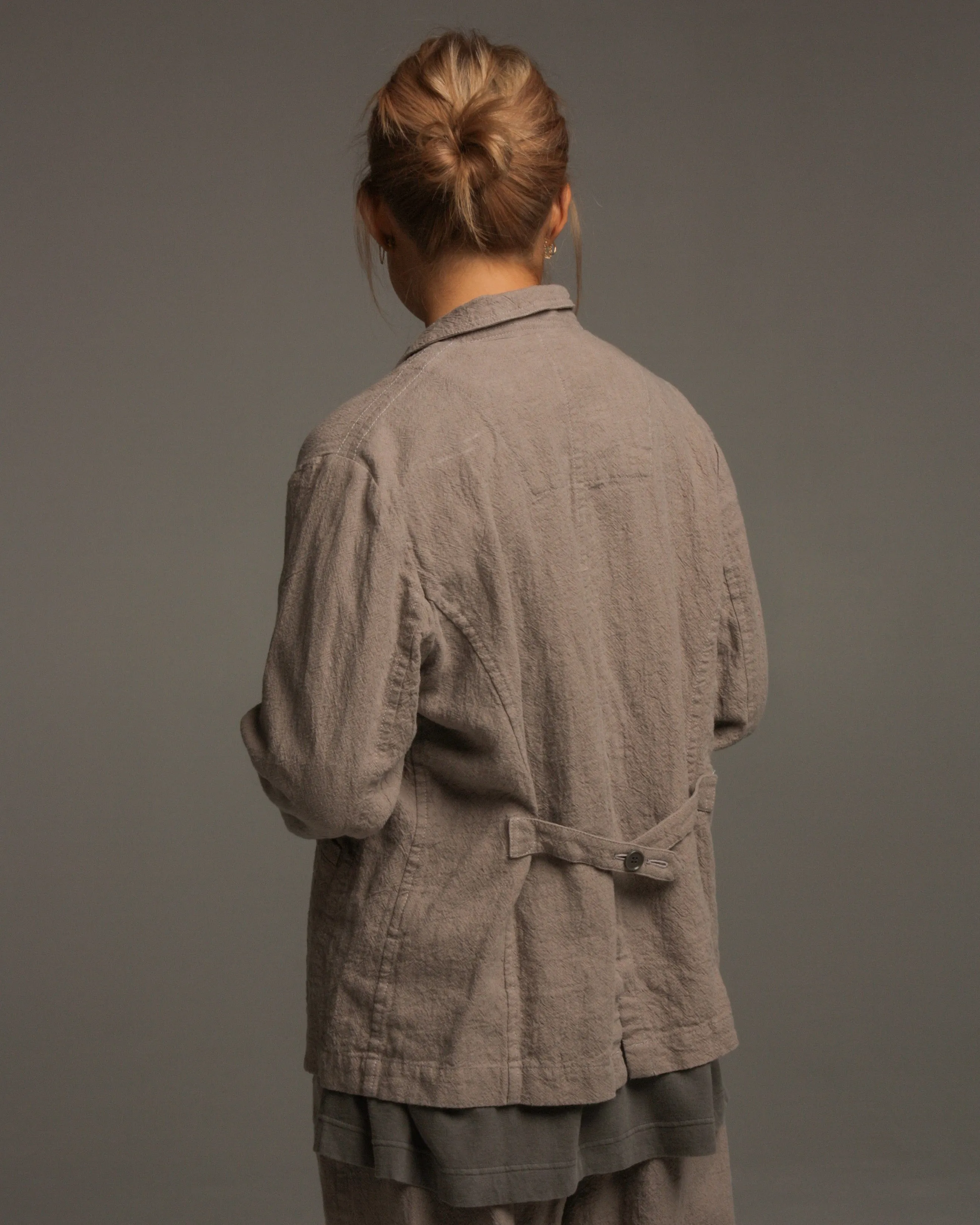 Dove Grey Linen Collar Jacket