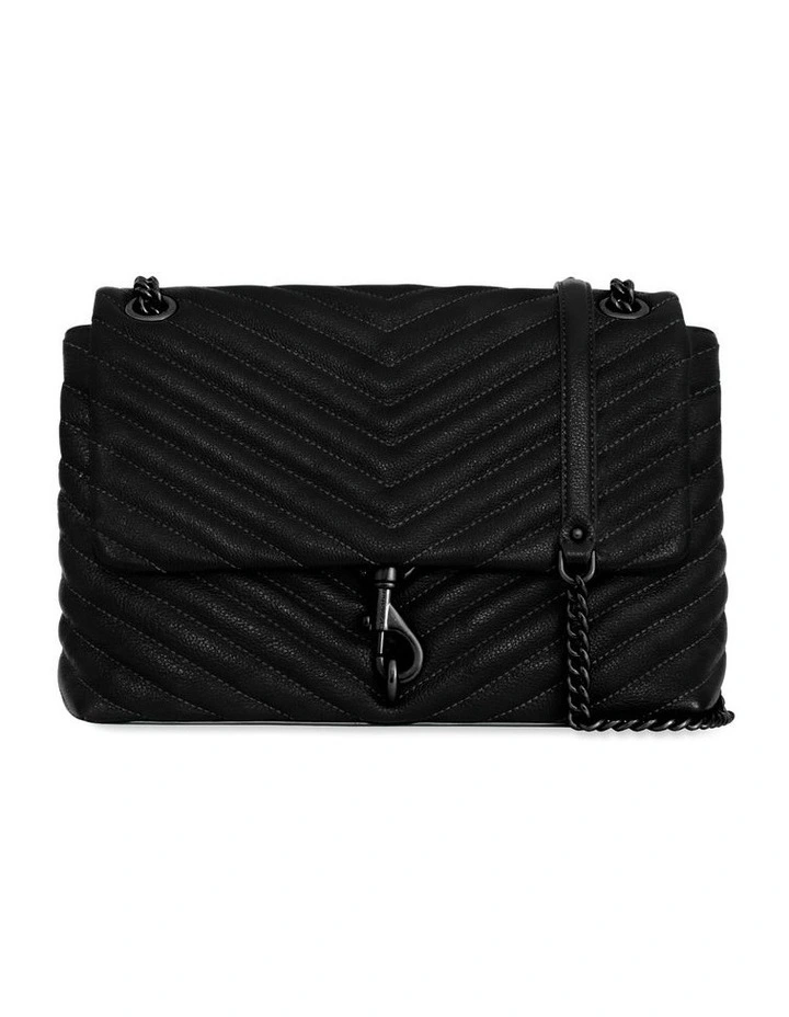 Edie Flap Shoulder Bag in Black