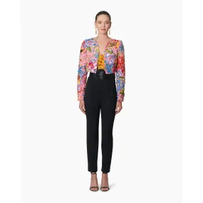 Embellished Beaded Cropped Jacket | Multi-Color