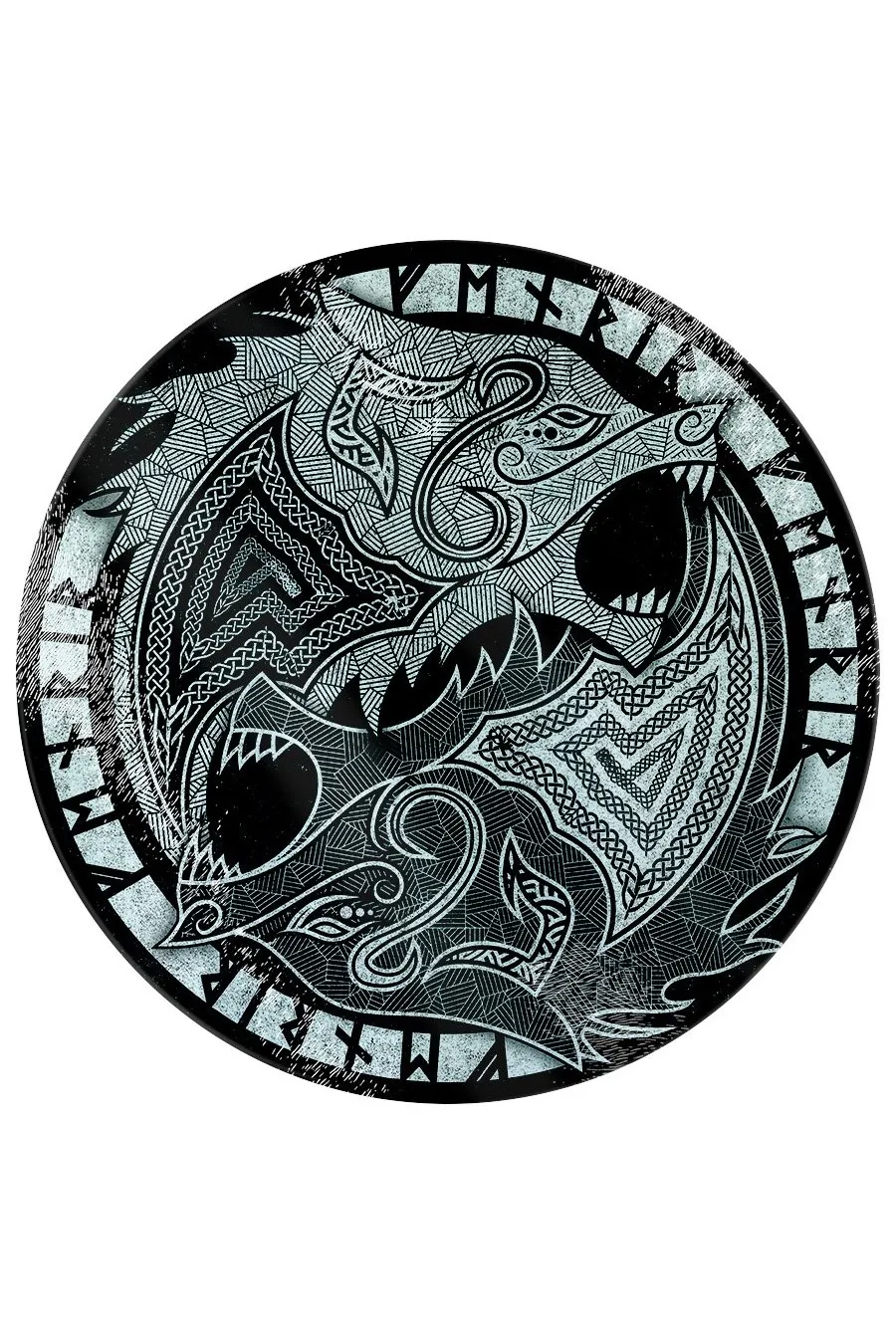 Fenrir the Wolf Round Glass Cutting Board | Dark Ages