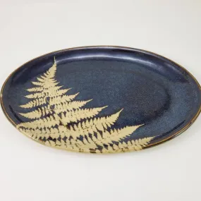 Fern Dark Medium Oval Plate by Kaleidoscope Pottery