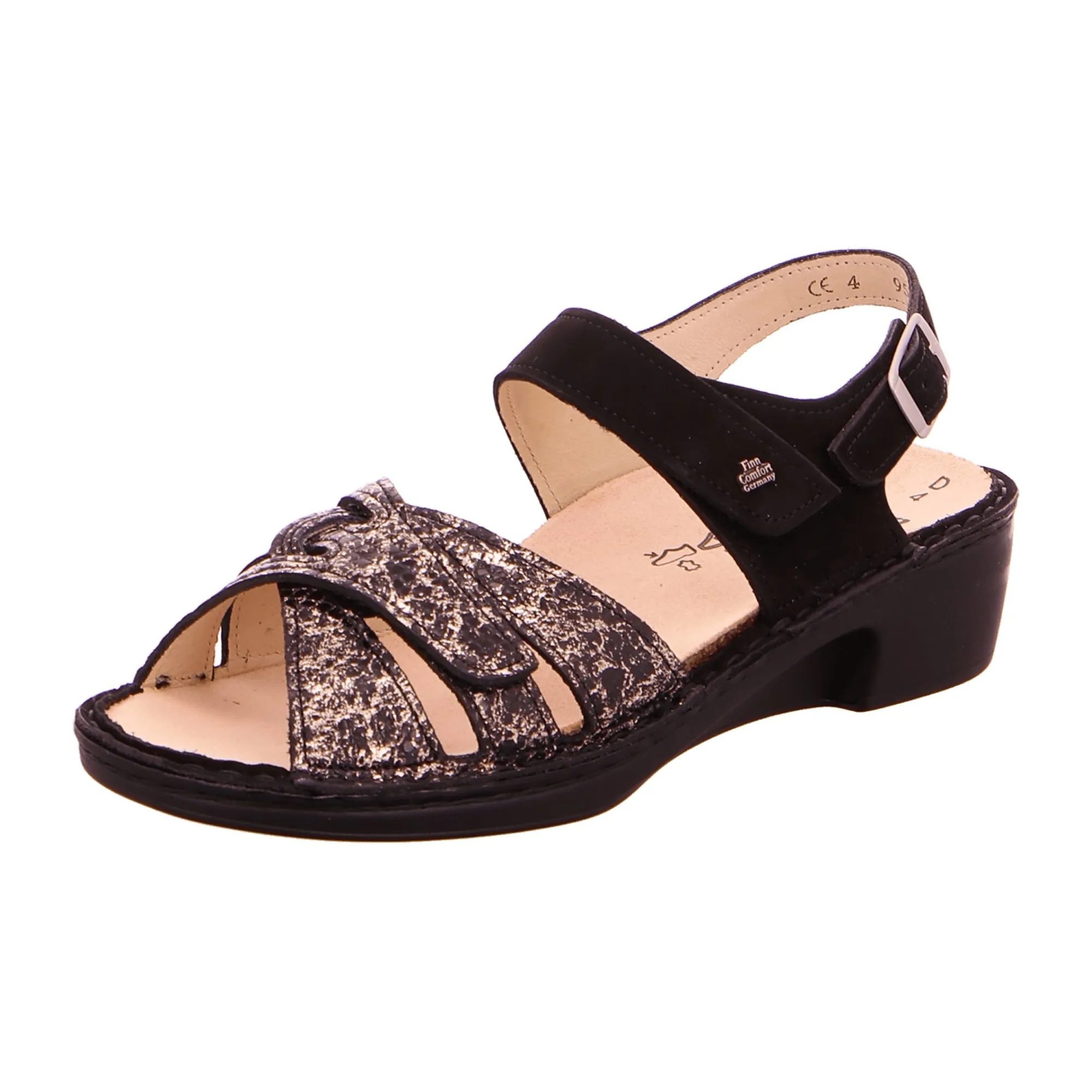 Finn Comfort Buka Women's Sandals - 02687-902098 Black Nubuck Snake Skin Design