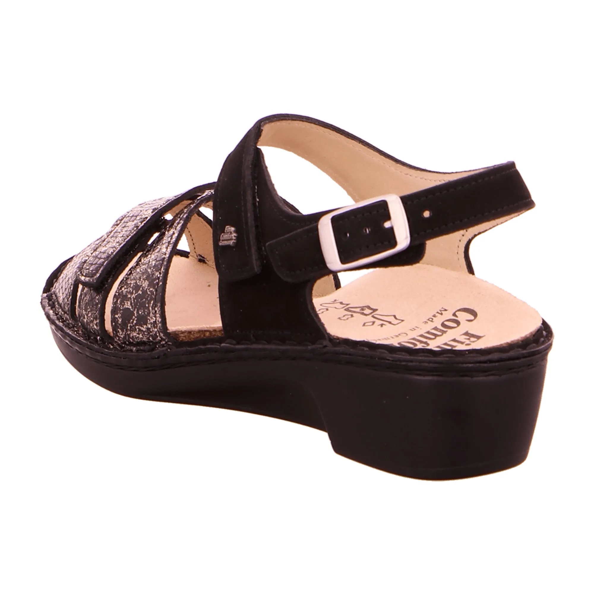 Finn Comfort Buka Women's Sandals - 02687-902098 Black Nubuck Snake Skin Design