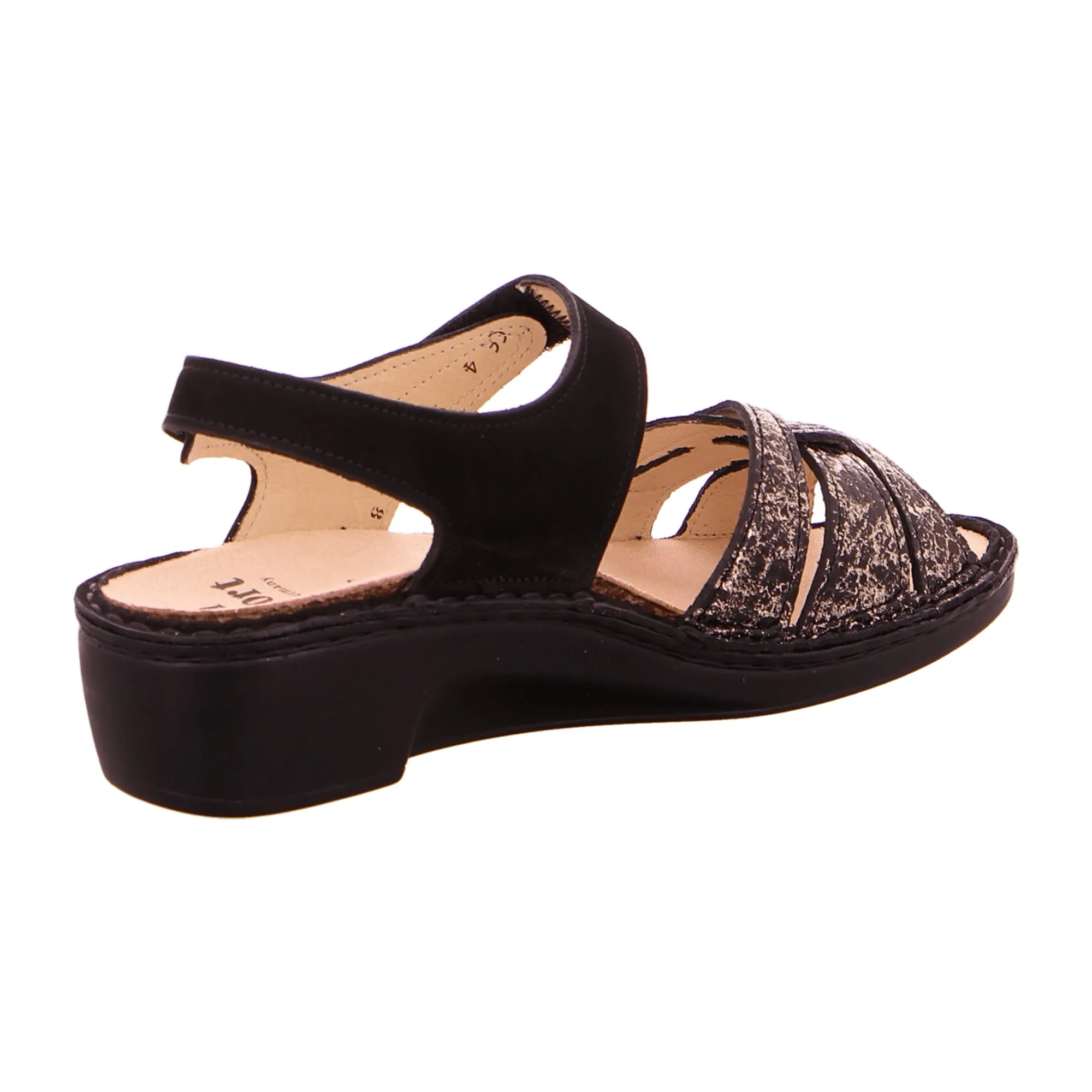 Finn Comfort Buka Women's Sandals - 02687-902098 Black Nubuck Snake Skin Design