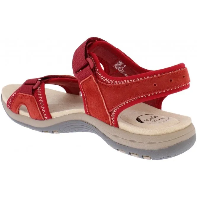 Free Spirit  Womens Frisco Chilli Pepper Double Strap Riptape Sandals 41051