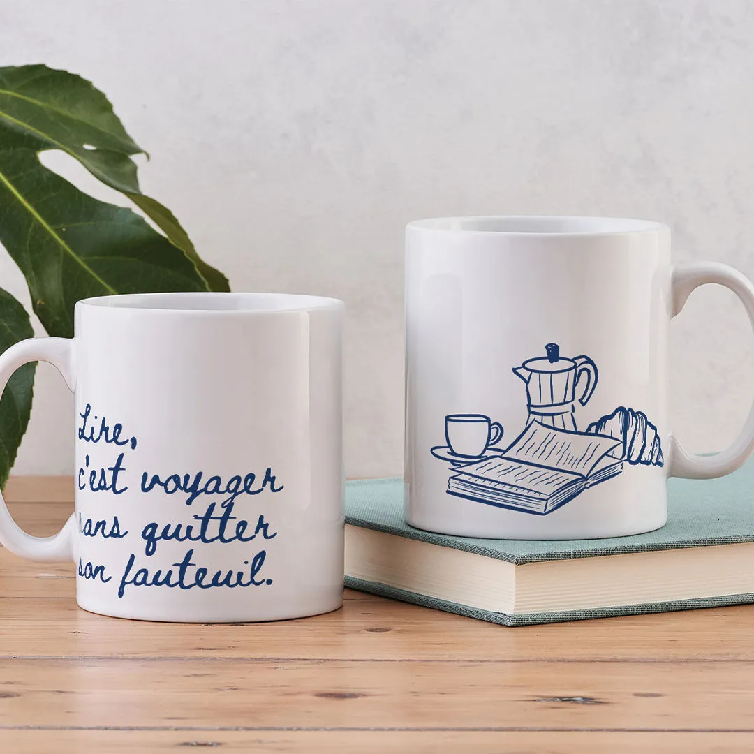 French Croissants And Books Mug