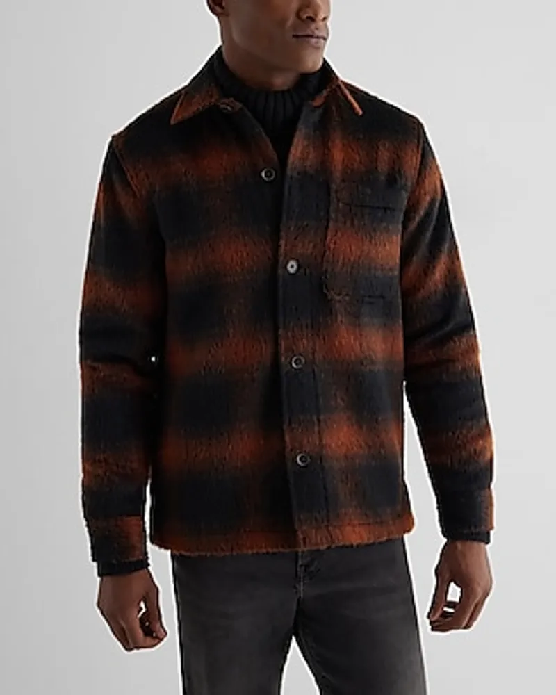 Fuzzy Plaid Shirt Jacket