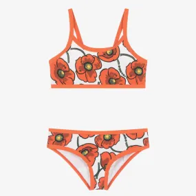 Girls Red & White Poppy Logo Bikini