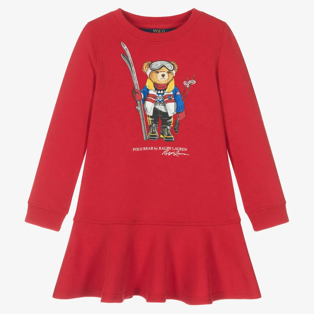 Girls Red Ski Bear Dress