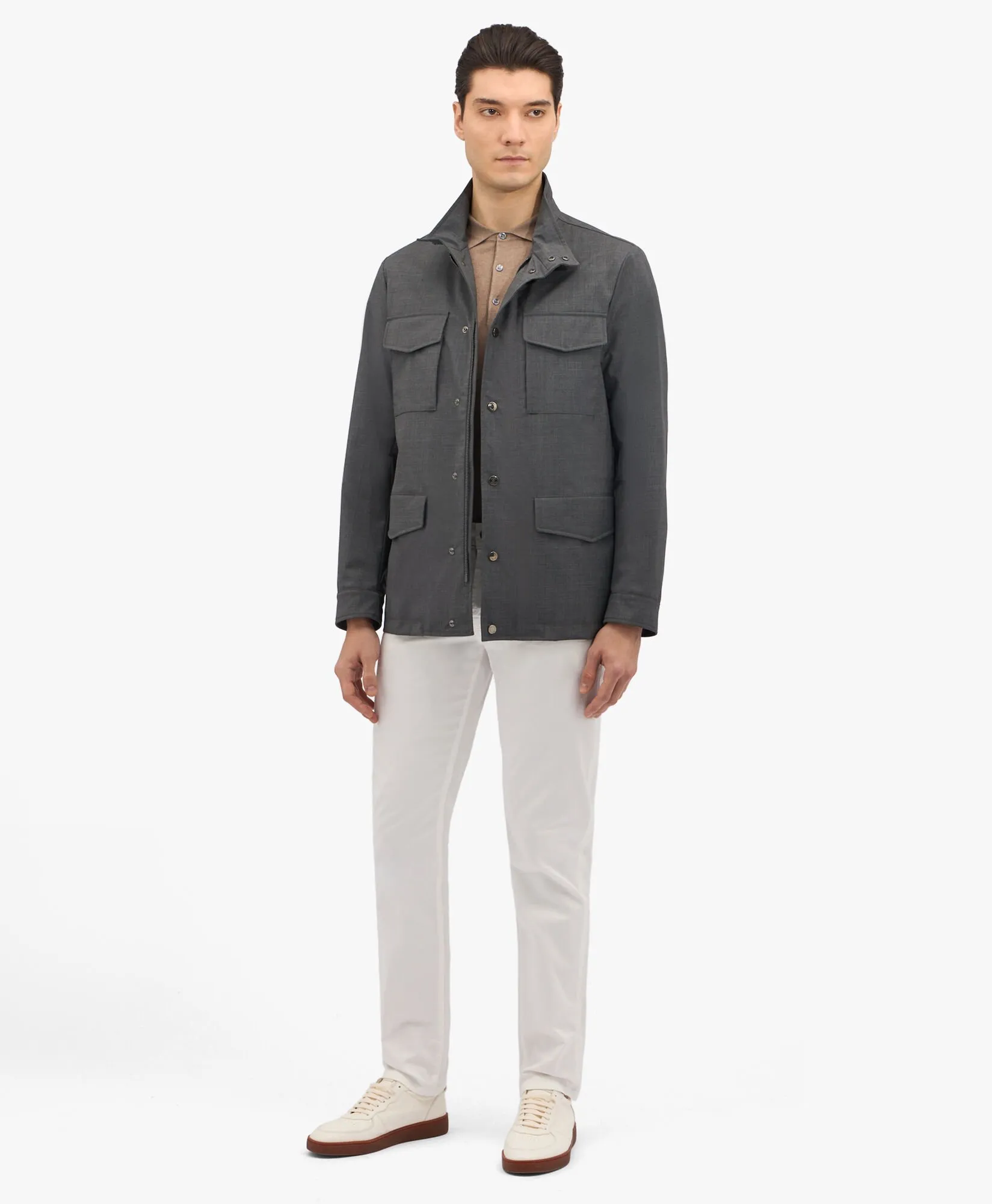 Grey Virgin Wool Field Jacket in Medium Grey for Men | Brooks Brothers® UK