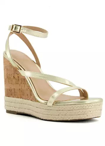 Head Over Heels By Dune Kaylin Gold Asymmetric Strappy Wedge Sandals | Grattan