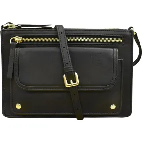 ili New York Multi Color Slim Crossbody Black Leather