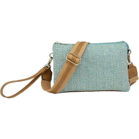 Jen & Co Izzy Arrowhead Crossbody W/Guitar Strap Teal/Tan Synthetic