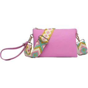 Jen & Co Izzy Crossbody W/Guitar Strap Bubblegum Synthetic