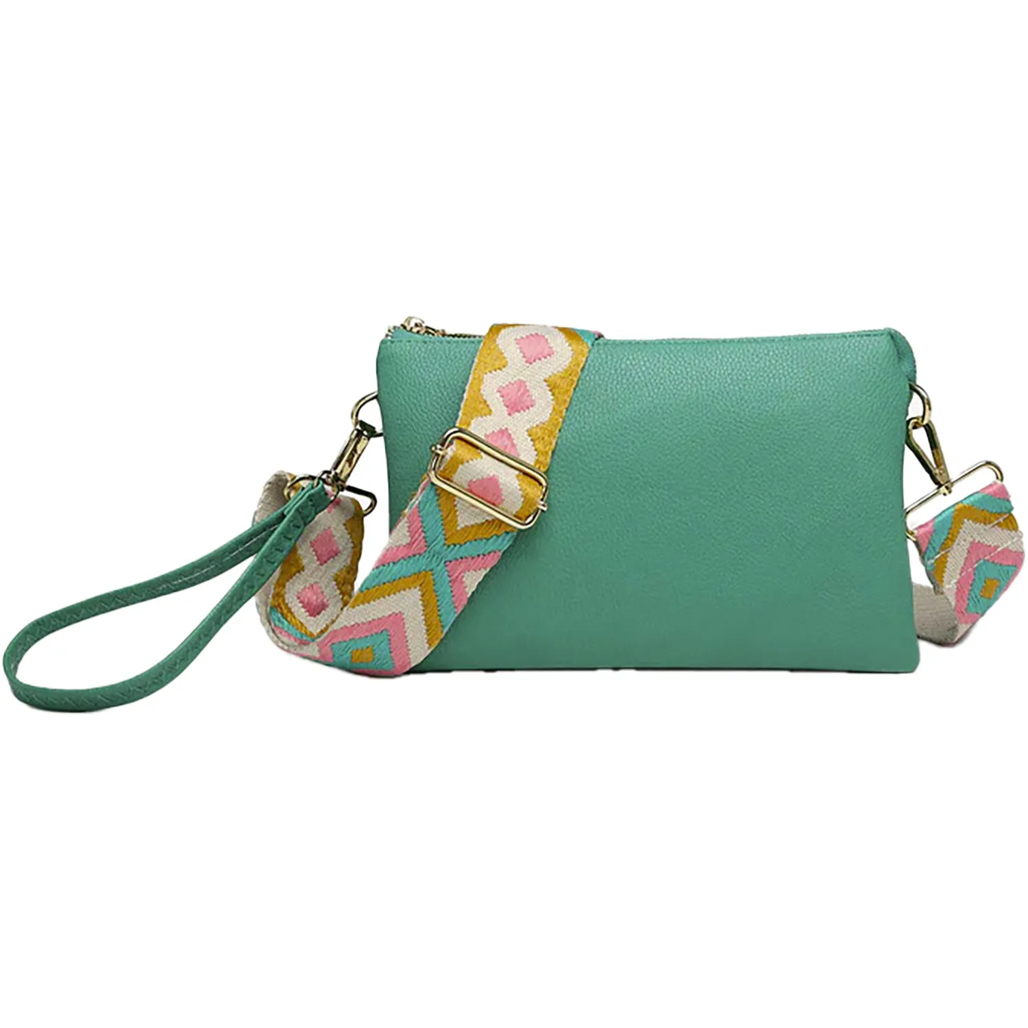 Jen & Co Izzy Crossbody W/Guitar Strap Kelley Green Synthetic