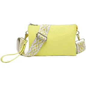 Jen & Co Izzy Crossbody W/Guitar Strap Pale Yellow Synthetic