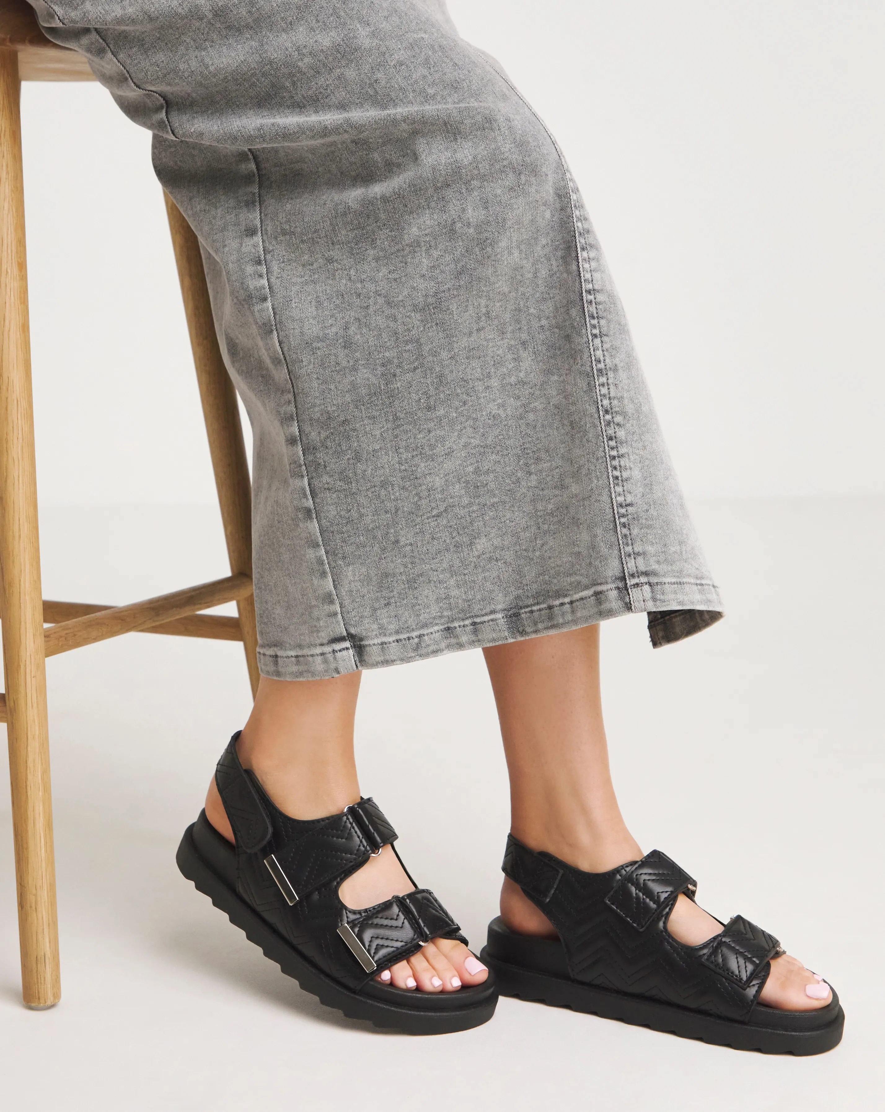 Jess Quilted Touch and Close Sandals Extra Wide EEE Fit | Simply Be