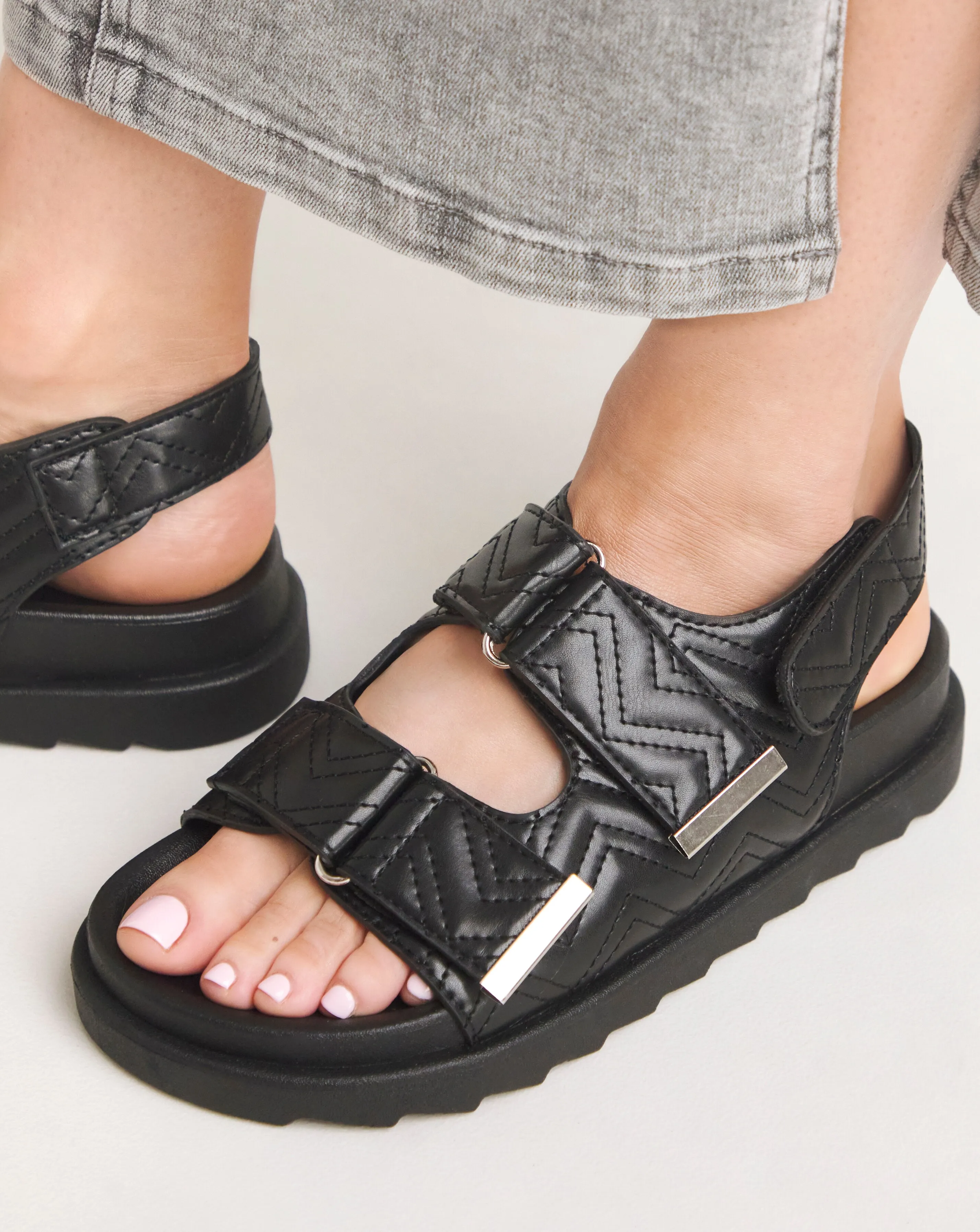 Jess Quilted Touch and Close Sandals Extra Wide EEE Fit | Simply Be